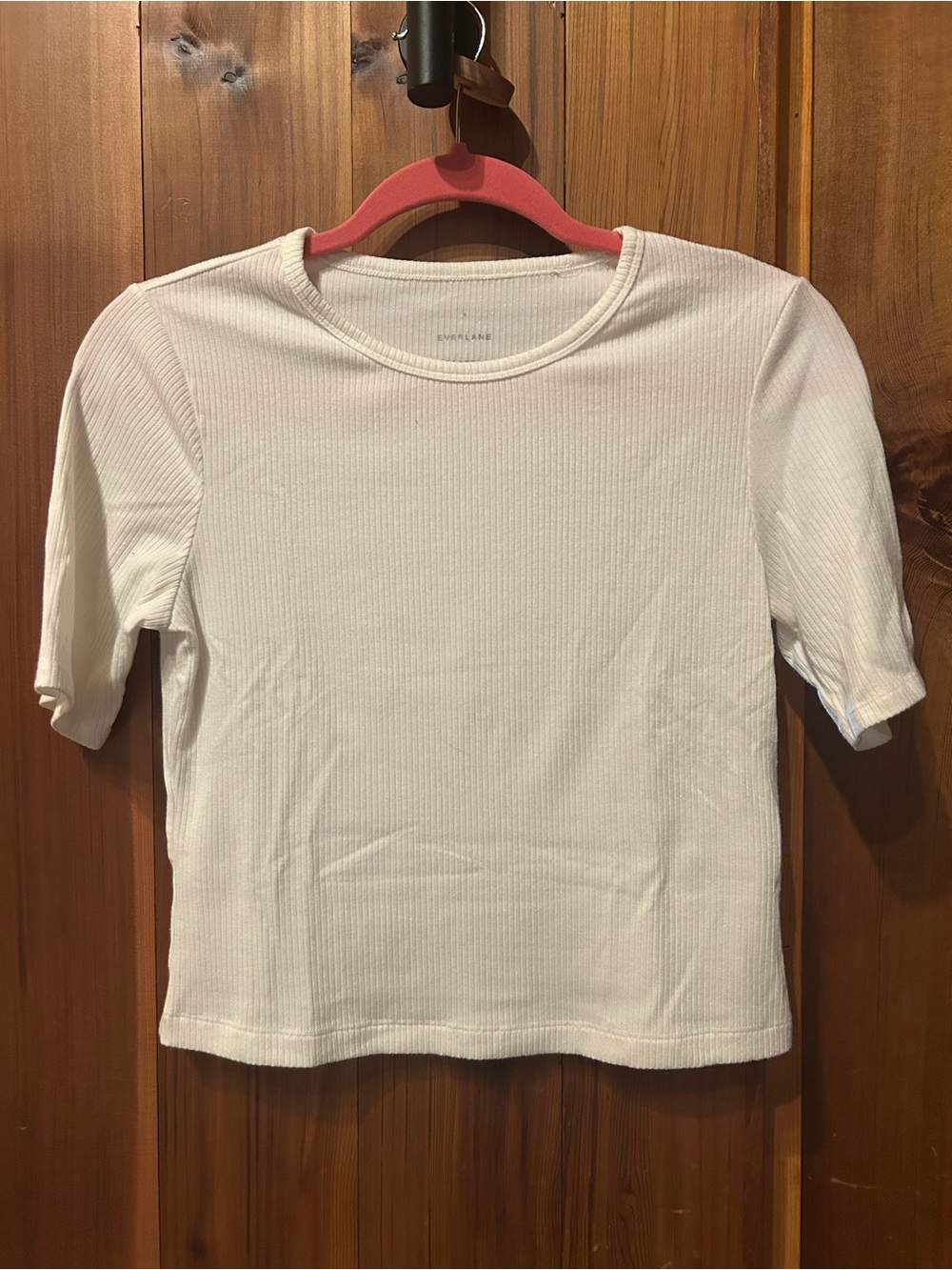 Everlane White Ribbed Short-Sleeve Crewneck Tee
